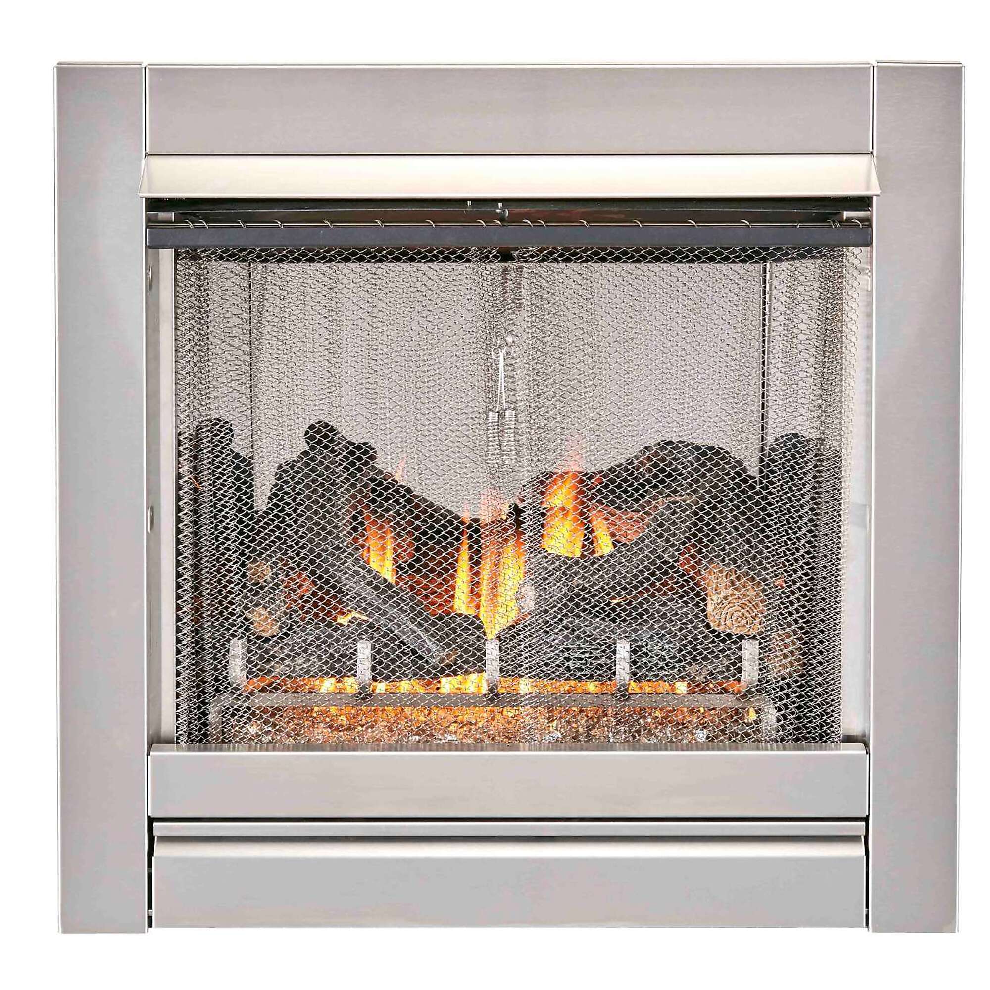 Bluegrass Living, Ventless Stainless Outdoor Gas Fireplace Insert W, Heat Output 24000 Btu/hour